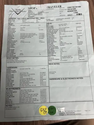 FENDER C/S STRAT LTD 67 HSS RE 2